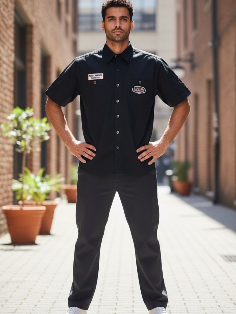Vintage Harley-Davidson Black Short-Sleeve  Work Shirt